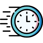 Icon of a moving clock to depict speed of service