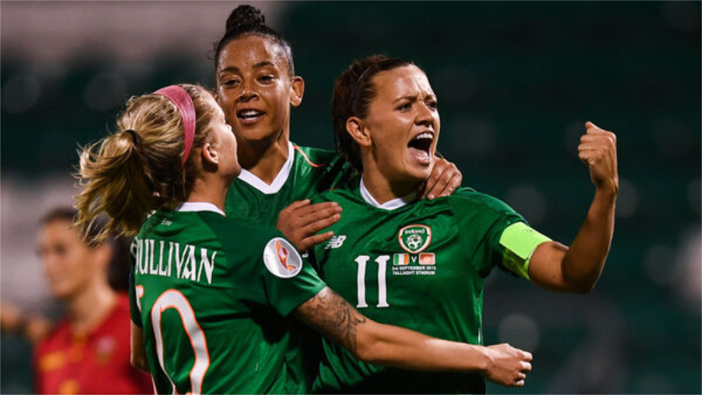 WWC Ireland Womens Soccer Team Celebrate