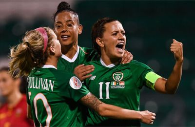 WWC Ireland Womens Soccer Team Celebrate
