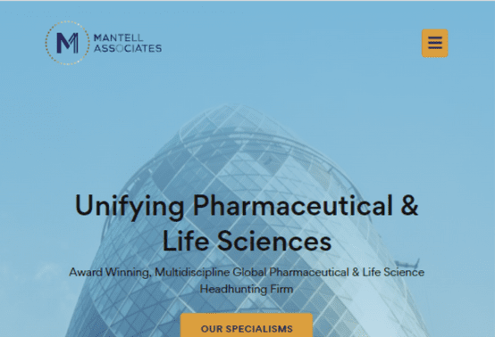 Mantell Associates recruitment website tablet view