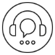 Icon with headphones and speech bubble