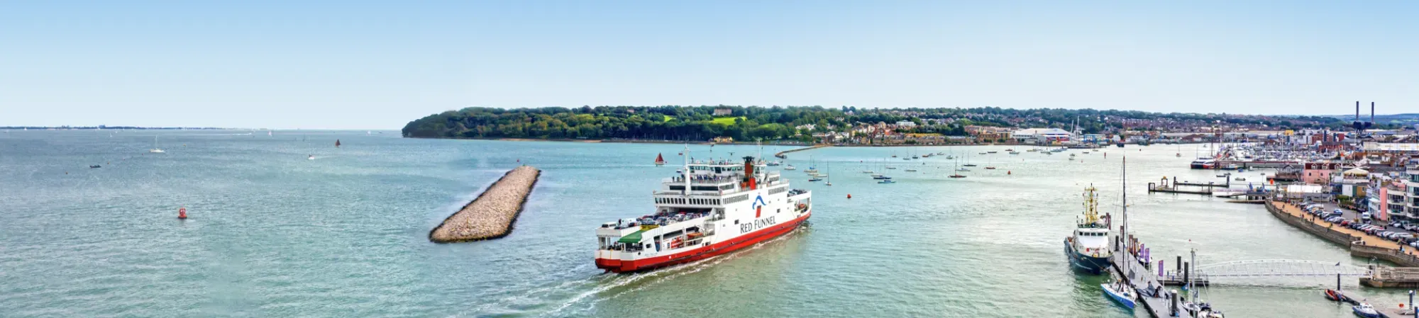 Vehicle ferry sailing past Cowes 