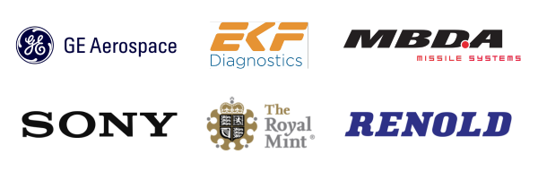 GE Aerospace, EKF Diagnostics, MBDA Missile Systems, SONY, The Royal Mint, RENOLD