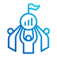 Icon - people holding up a circle with a flag
