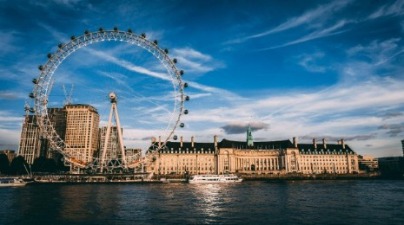 London eye and view of river thames