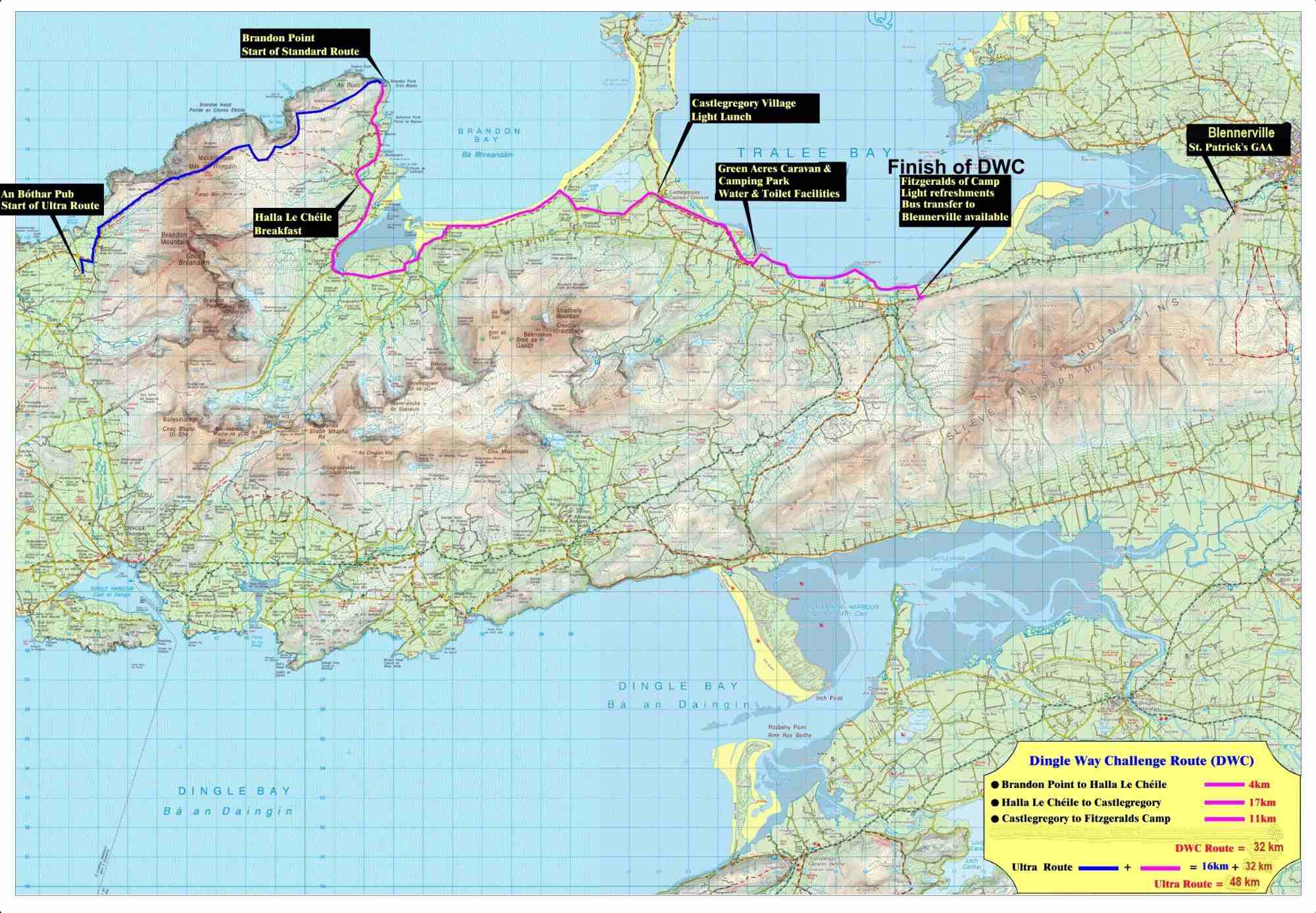 The Dingle Way Challenge 2023 - Route Map