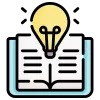 Icon of a book with a lightbulb overlayed