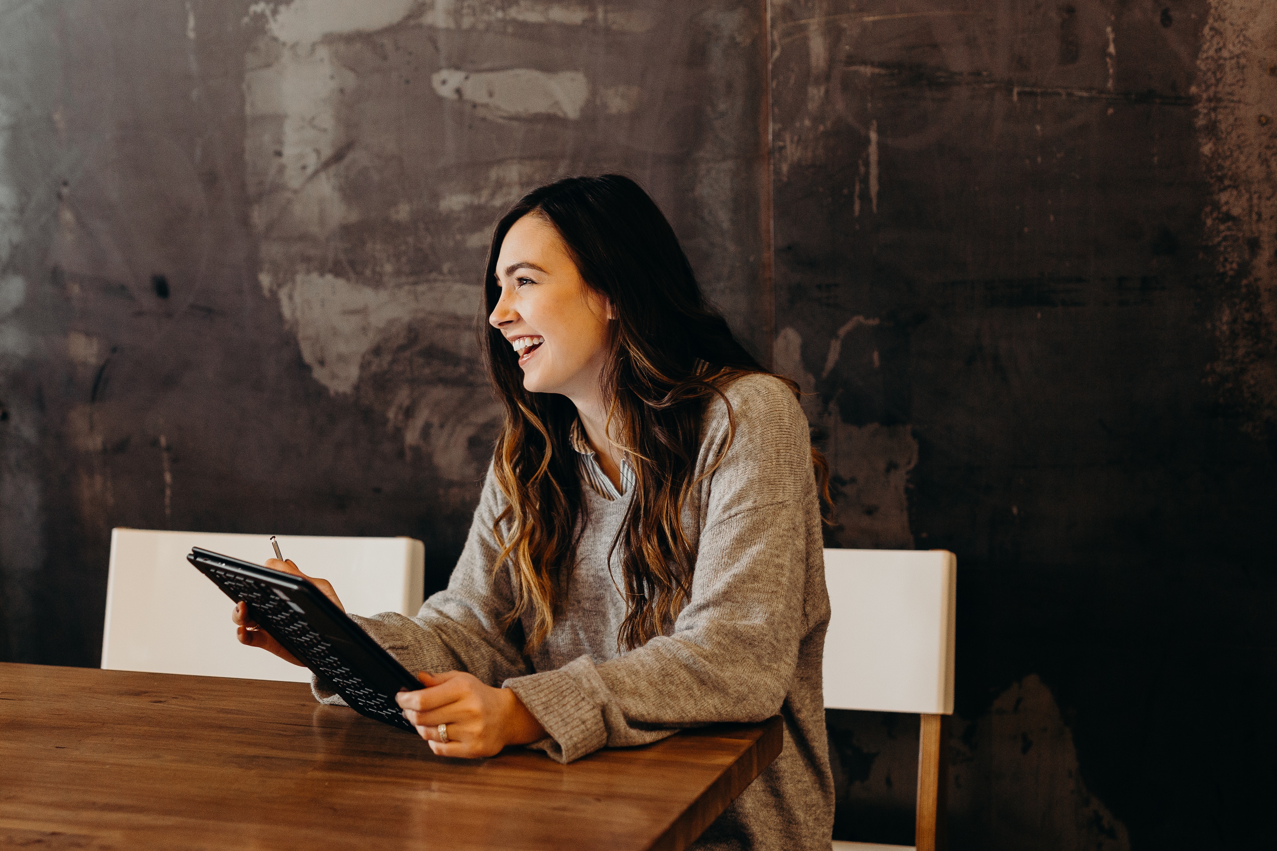 Woman Laptop Laughing