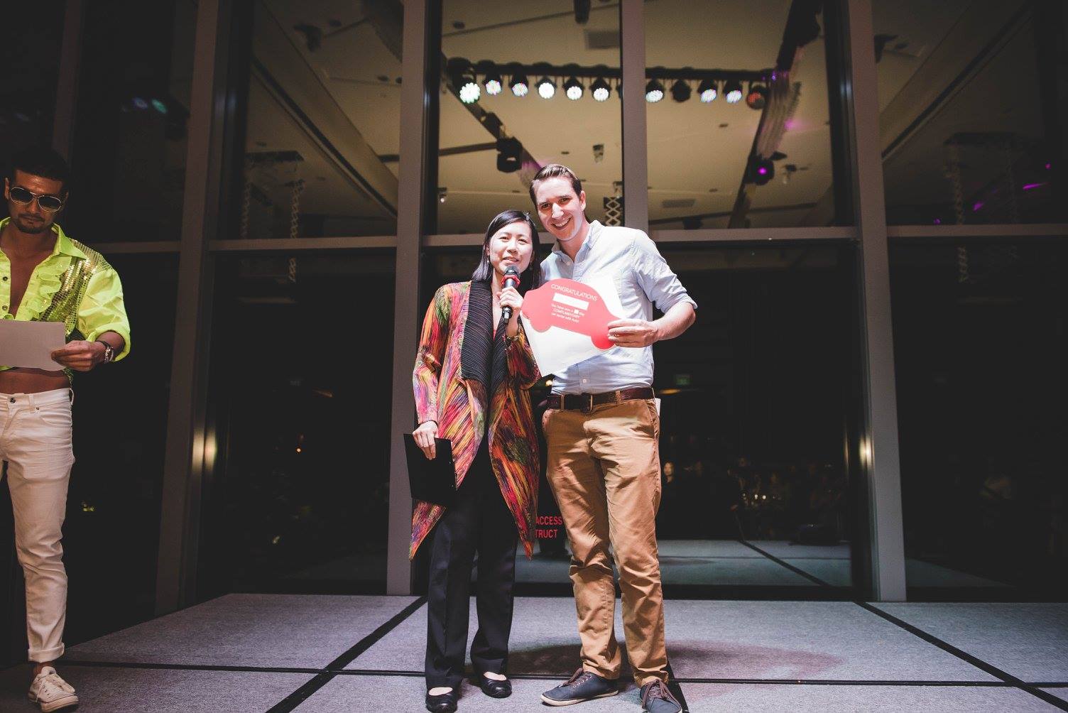 Man and woman on stage