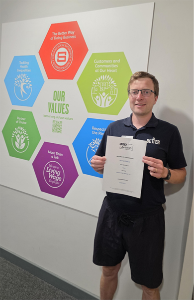 Michael Andrews, Assistant Manager completed his Leisure Duty Manager programme in July 2025.