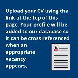 Upload your CV and be added to our database for appropriate vacancies