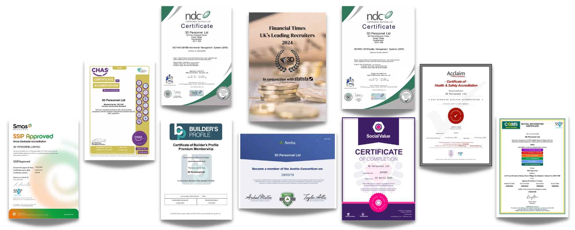 3D various certificates graphic