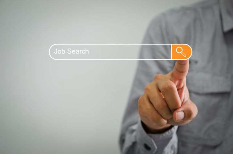 Business Men Clicking Internet Search Jobs Computer Touch Screen