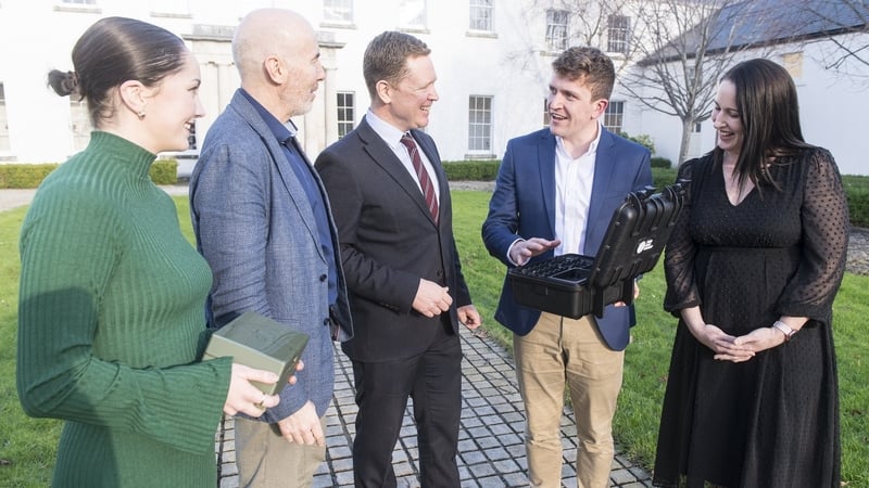 Meg Brennan, Polliknow; Peter Doyle, Biosimulytics; Simon Factor, NovaUCD; Eóin Tuohy, Sports Impact Technologies and Fiona McGillicuddy, MetHealth at the annial investor day at NovaUCD