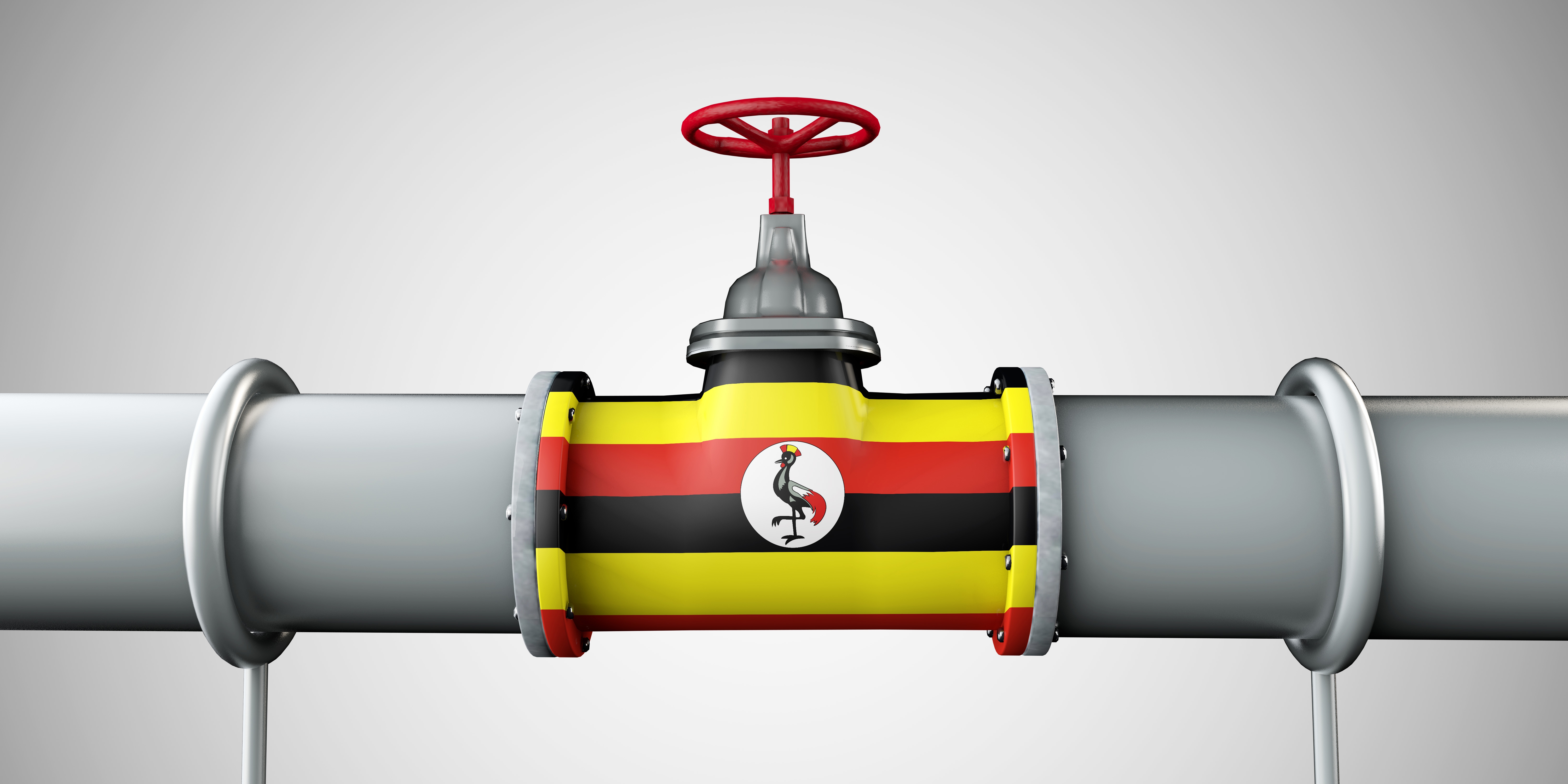 Oil pipeline with Uganda flag representing part of the Africa Energy Market.