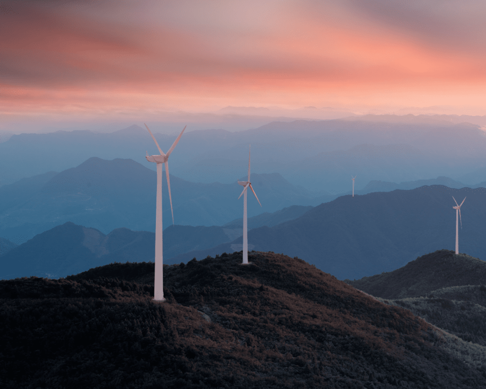 Wind turbines producing power in the UK to create Renewable EnergyJobs 