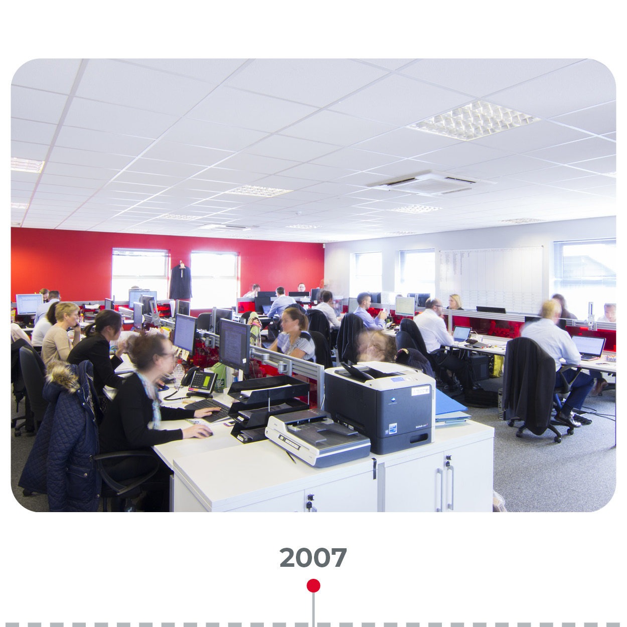 The ONE Group's office with people sat at desks working on computers.