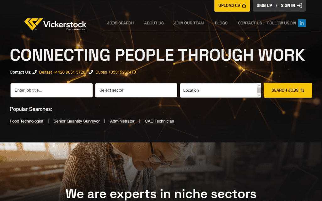 Vickerstock Website by Access Volcanic Desktop view
