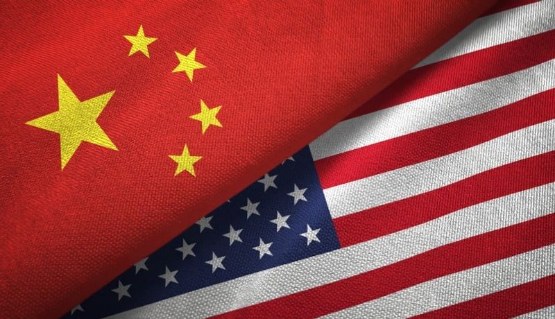 China and United States of America flags