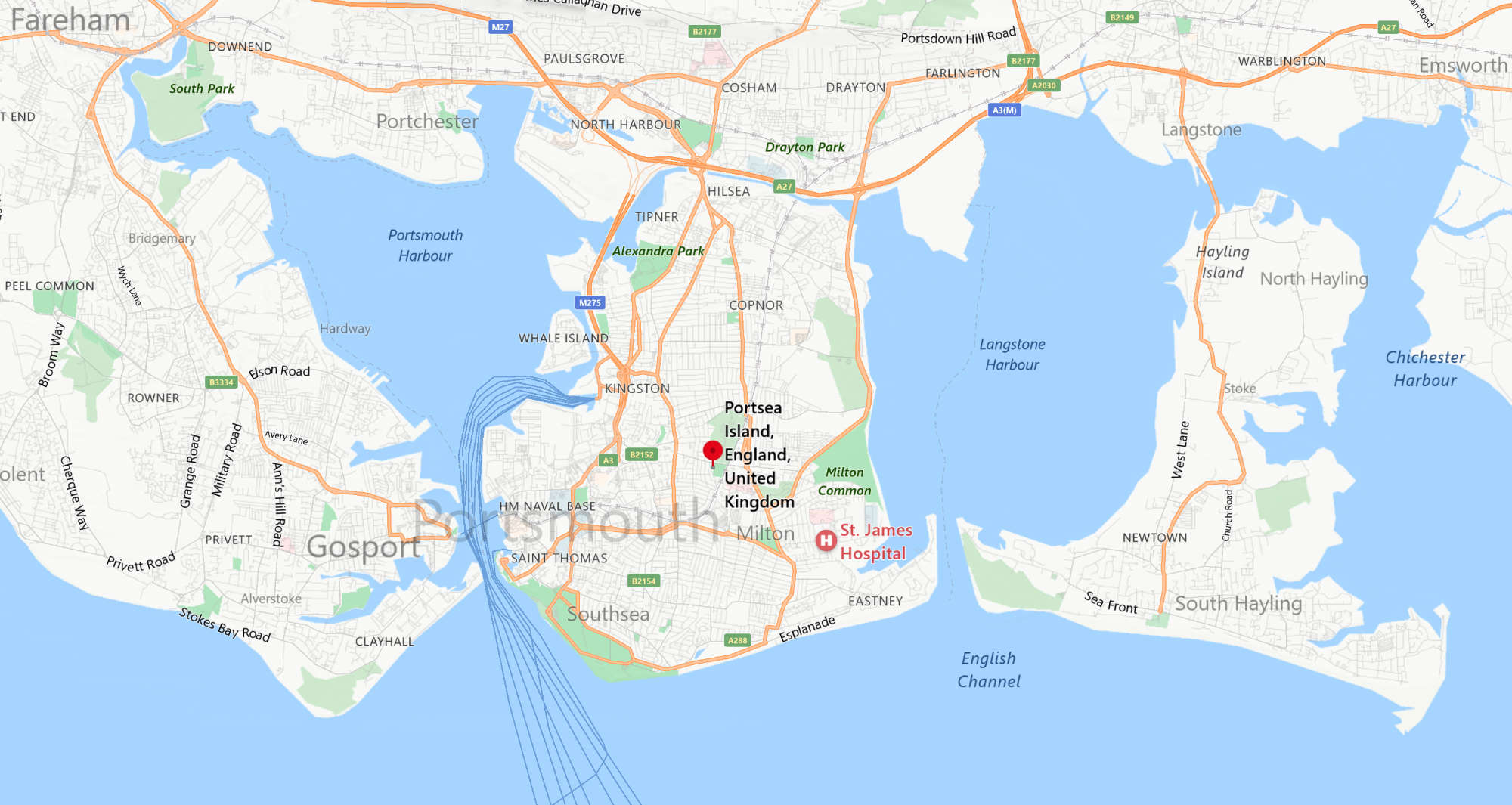 Map of Portsmouth and Portsea Island