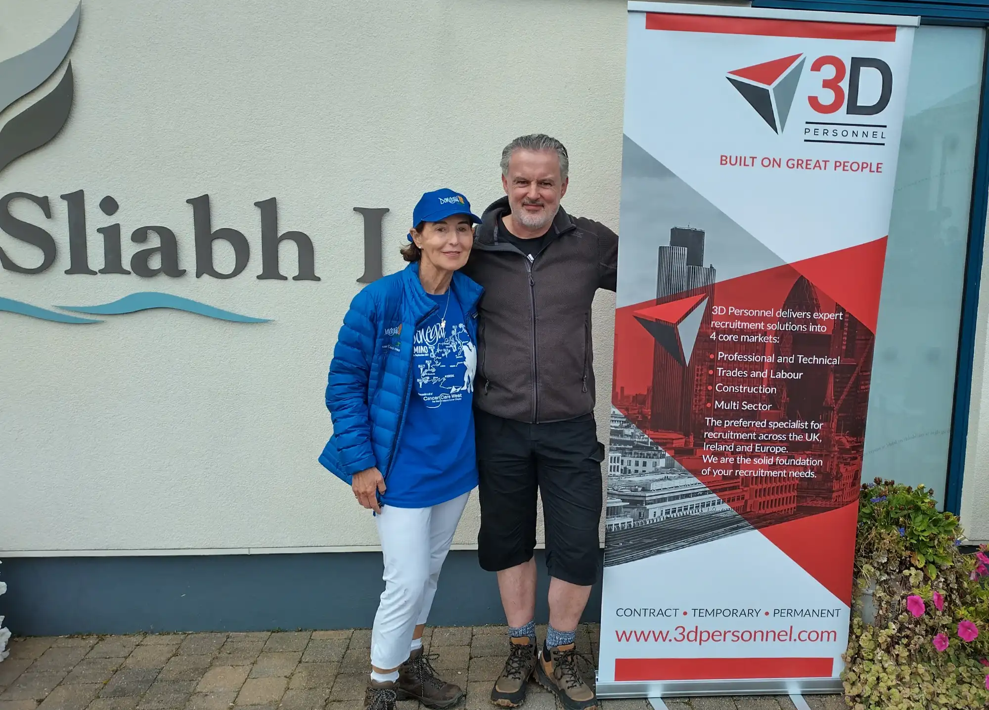 Donegal Camino founder Peggy Stringer with Michael Cunningham from 3D Personnel