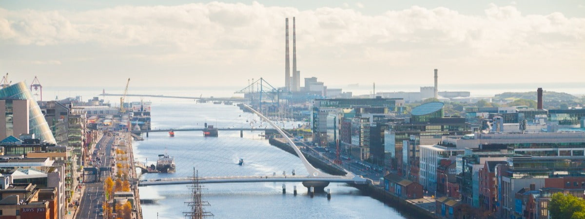 skyline view of Dublin dock land 